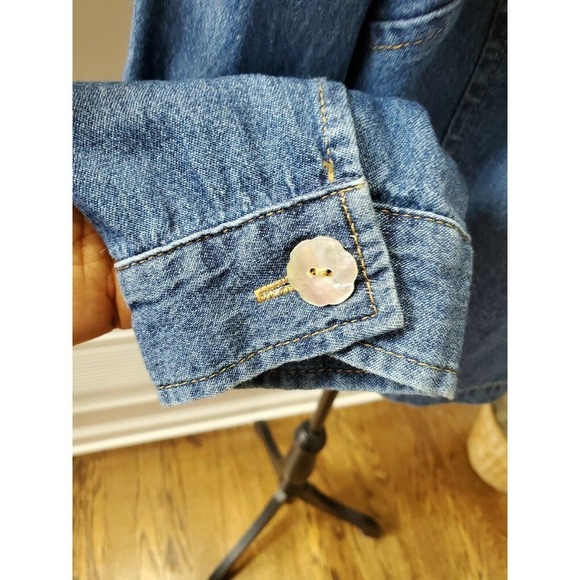 Cold Water Creek Women's Blue Denim 100% Cotton Long Sleeve Collared Jacket - Picture 6 of 10